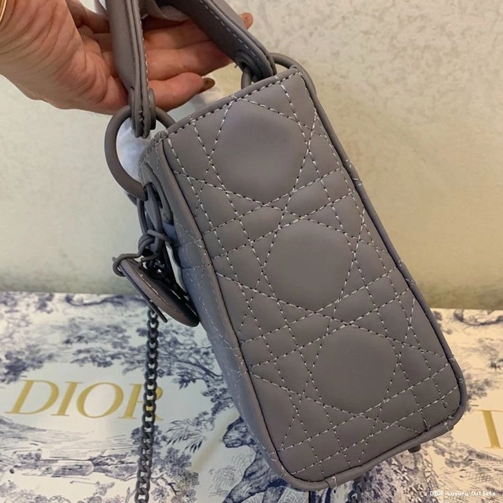 Cheap Bag Calfskin Ultramatte Cannage Dior Mini Lady Grey 0727 Luxury